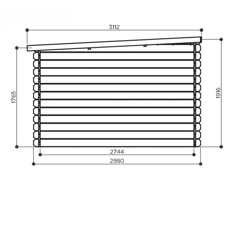 Abri de jardin Niamh - 2,98 x 2,98 m - sapin du Nord certifié - toiture plate pente légère- double-porte avec fenêtres