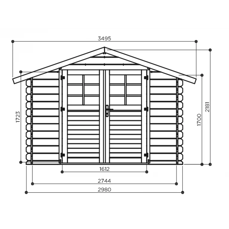 Abri de jardin Lola - 2,98 x 2,98 m - sapin du Nord certifié - double-porte avec fenêtres