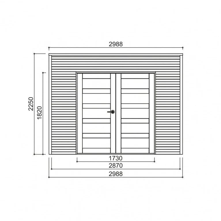 Abri de jardin Capri - 2,98 x 1,98 m - sapin du Nord certifié - traité - toiture plate - double-porte avec fenêtres