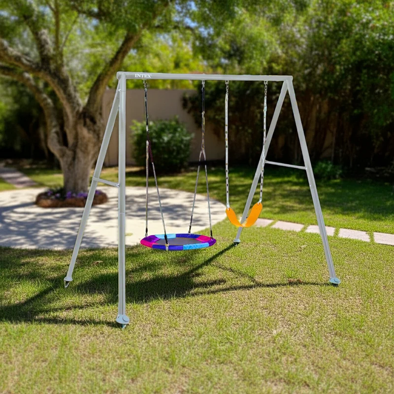 Portique balançoire 2/3 places – acier robuste – pour enfants de 3 à 10 ans