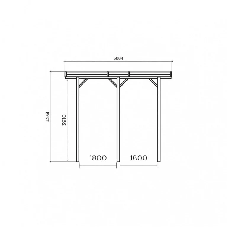 Carport en bois haut 6 x 5 m – Sapin du Nord traité – Idéal camping-car ou fourgon – Toit plat robuste
