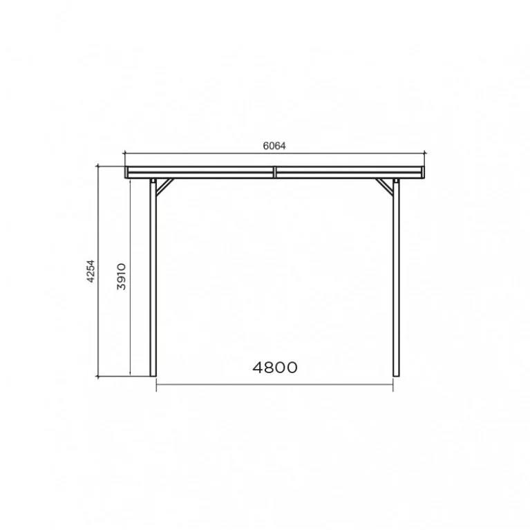 Carport en bois haut 6 x 5 m – Sapin du Nord traité – Idéal camping-car ou fourgon – Toit plat robuste