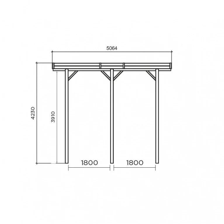 Carport en bois haut 3,9 m – Sapin du Nord traité – Idéal camping-car ou fourgon – Toit plat robuste
