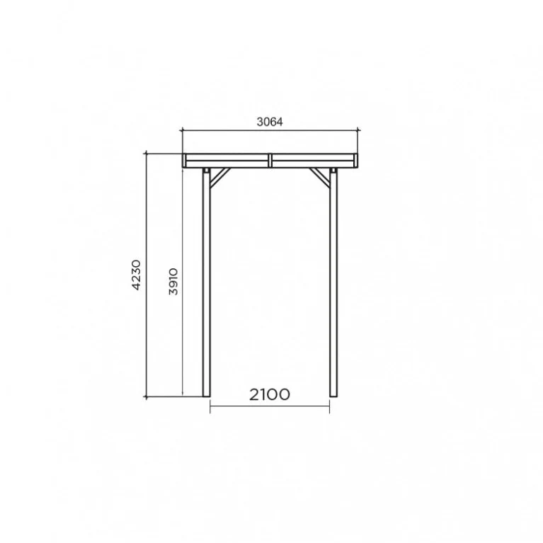 Carport en bois haut 3,9 m – Sapin du Nord traité – Idéal camping-car ou fourgon – Toit plat robuste
