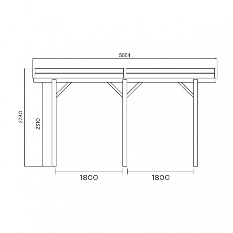 Carport en bois 4 x 5 m – Sapin du Nord traité – Toit plat – Résistant et durable