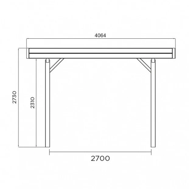 Carport en bois 4 x 5 m – Sapin du Nord traité – Toit plat – Résistant et durable