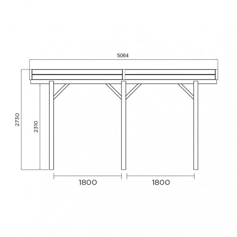 Carport en bois – 3 x5 m – Sapin du Nord traité – Toit plat – Protection toutes saisons