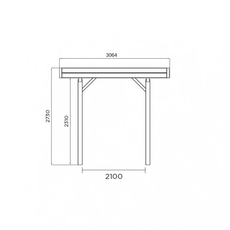 Carport en bois – 3 x5 m – Sapin du Nord traité – Toit plat – Protection toutes saisons