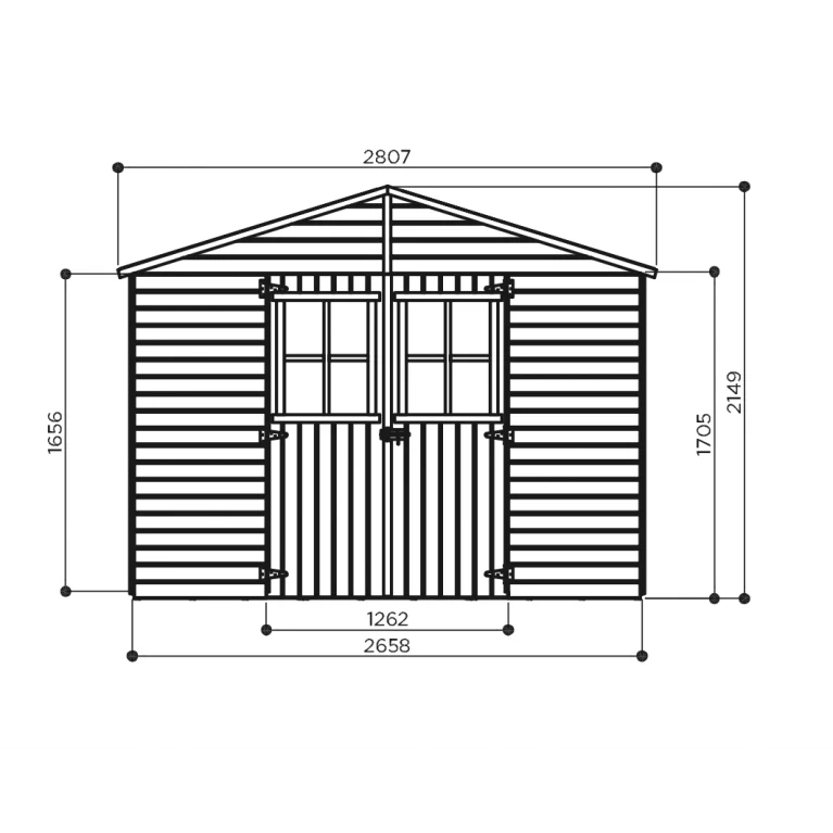 Abri de jardin Inès - 2,65 x 1,85 m - traité - sapin du Nord certifié - double-porte avec fenêtres