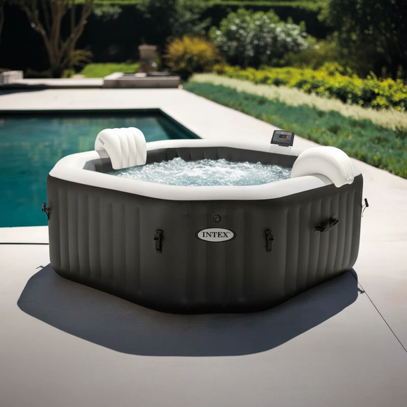 Spa gonflable Intex Deluxe 4 places – Octogonal 201 x 71 cm – 4 jets massants & 120 bulles – Chauffage 2200 W & WiFi