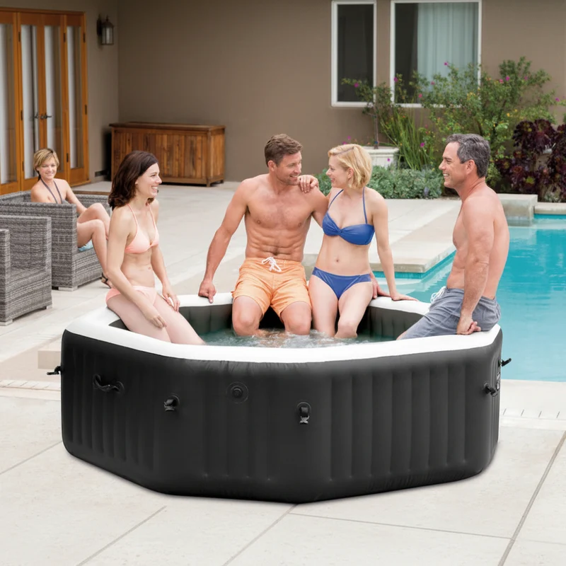 Spa gonflable Intex Deluxe 4 places – Octogonal 201 x 71 cm – 4 jets massants & 120 bulles – Chauffage 2200 W & WiFi