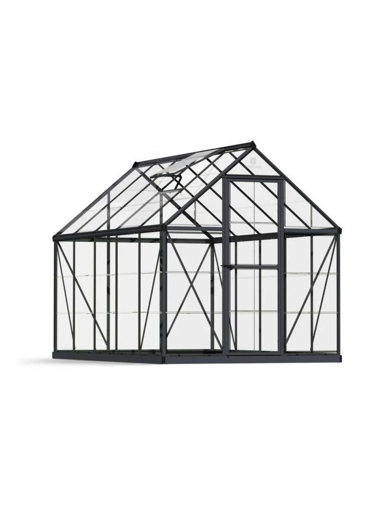 Serre de jardin Harmony 1,85 x 3,05 m grise - aluminium - fenêtre avec gouttières