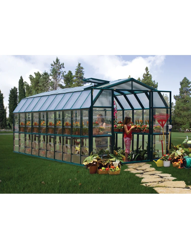 Serre de jardin Grand Gardener 6,39 x 2,67 m - résine PVC et polycarbonate anti-UV