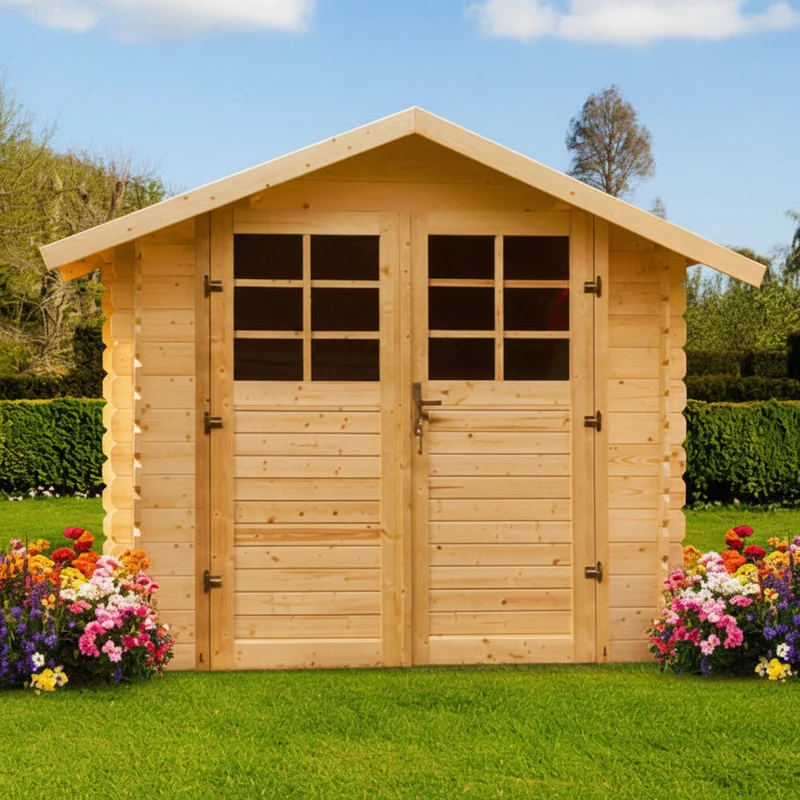 Abri de jardin Muriel - 2,38 x 2,38 m - sapin du Nord certifié - double-porte avec fenêtres