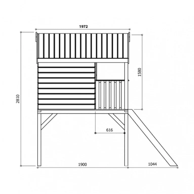 Cabane de jardin surélevée en bois Playhouse Traditional – 1,80 x 1,90 m – avec balcon et double fenêtre