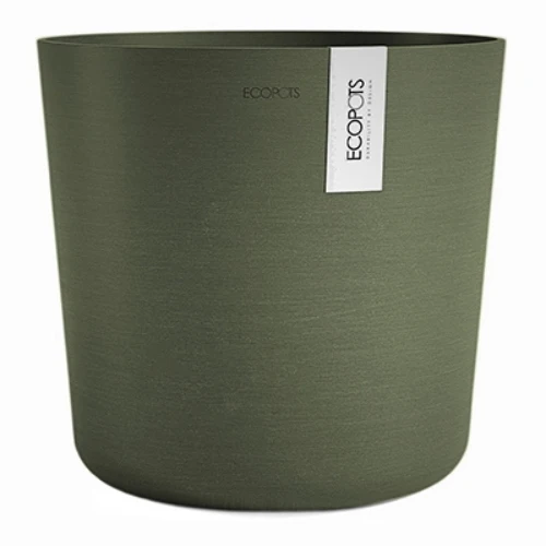 Vaso Rotondo Lima D25 H25.50 cm Verde Kaki ECOPOTS
