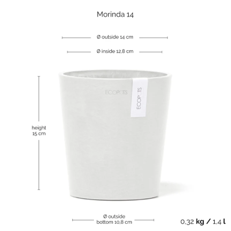 VASO DA TAVOLO ROTONDO MORINDA D14XH16CM BIANCO PURO