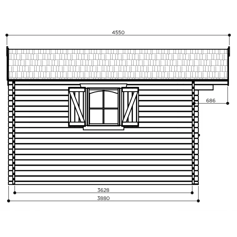 Abri de jardin Cevins - 5,68 x 3,88 - traité - sapin du Nord certifié - double-porte avec fenêtres