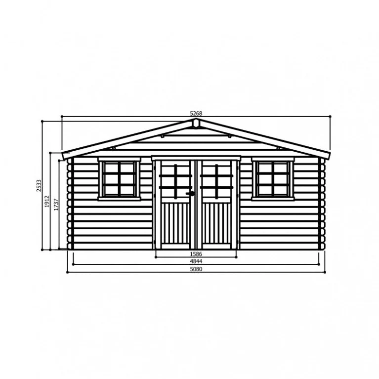 Abri de jardin Montreux - 5,08 x 5,08 - traité - sapin du Nord certifié - double-porte avec fenêtres