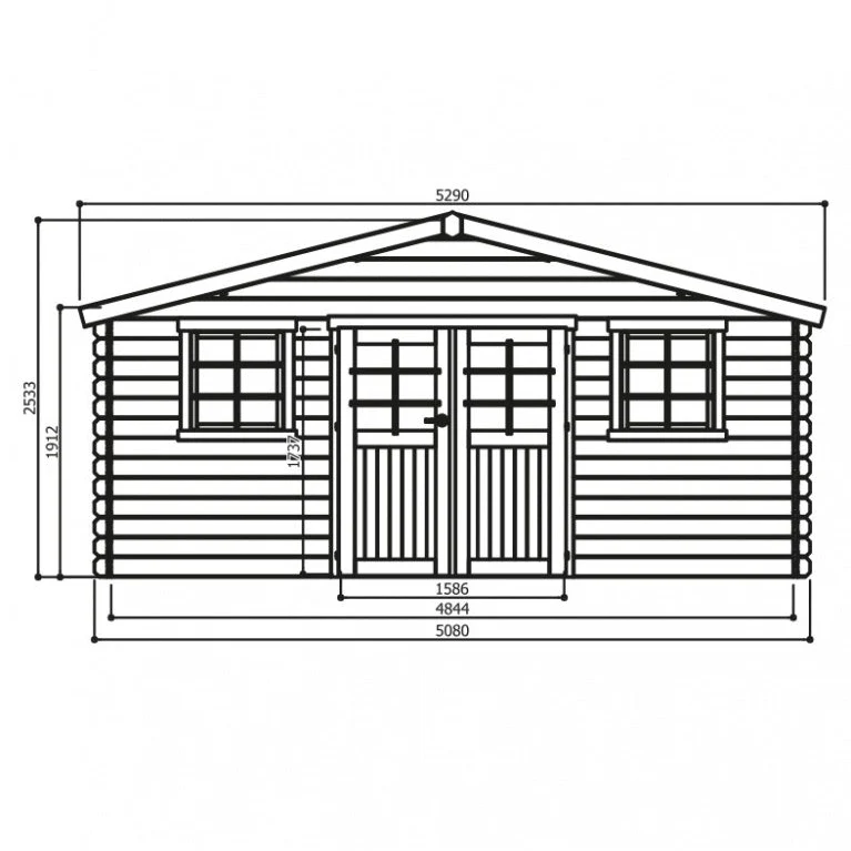 Abri de jardin Douai - 5,08 x 2,98 m - sapin du Nord certifié - double-porte avec fenêtres