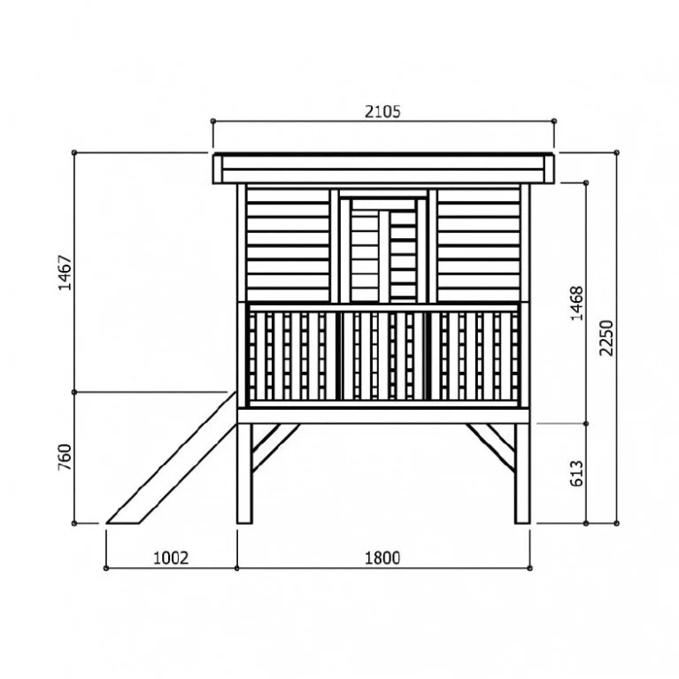 Cabane de jardin surélevée en bois Playhouse Traditional – 1,8 x 1,8 m – avec escalier et balcon