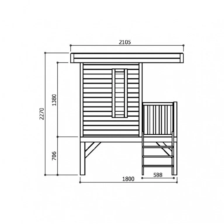 Cabane de jardin surélevée en bois Playhouse Traditional – 1,8 x 1,8 m – avec escalier et balcon