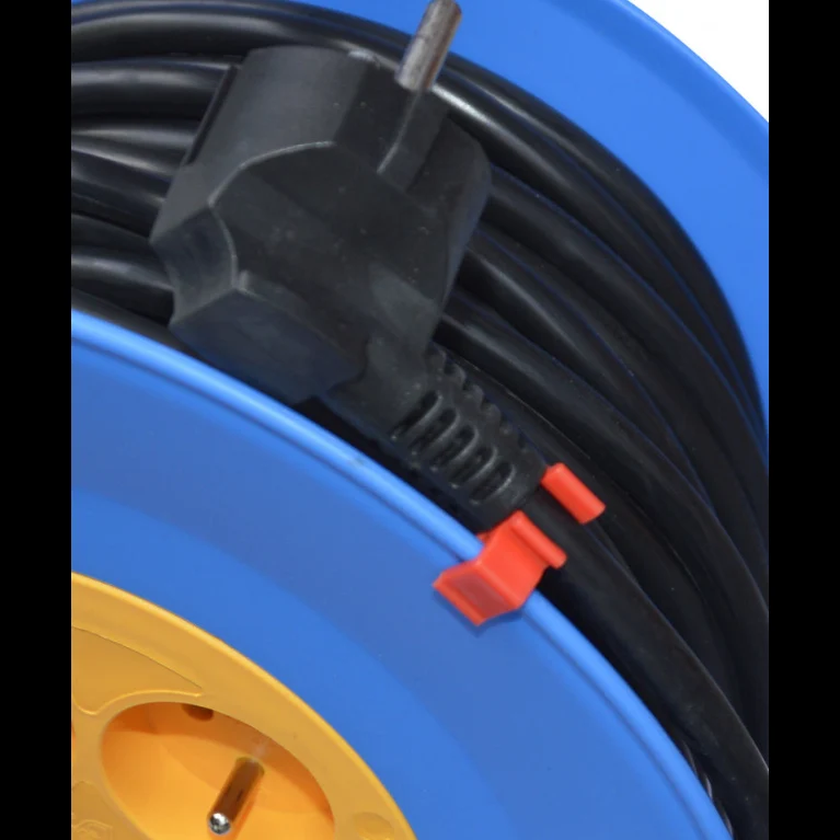 Enrouleur électrique 25M I-WATTS PRO – 3G1.5 mm², 4 prises, HO5, 3200W, disjoncteur, protection enfant