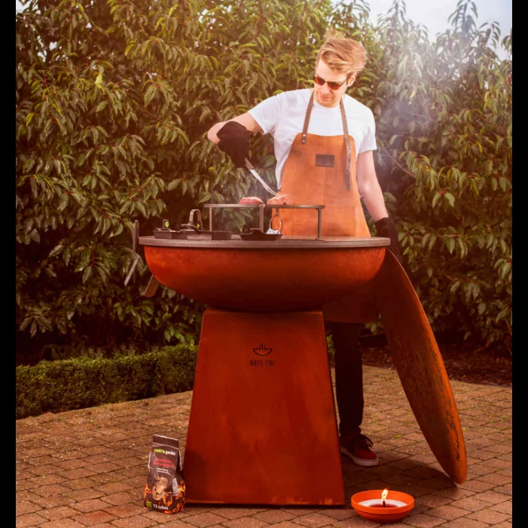 Barbecue Acier Corten Ø99 cm – WHITE FIRE – Design Haut de Gamme & Ultra-Résistant