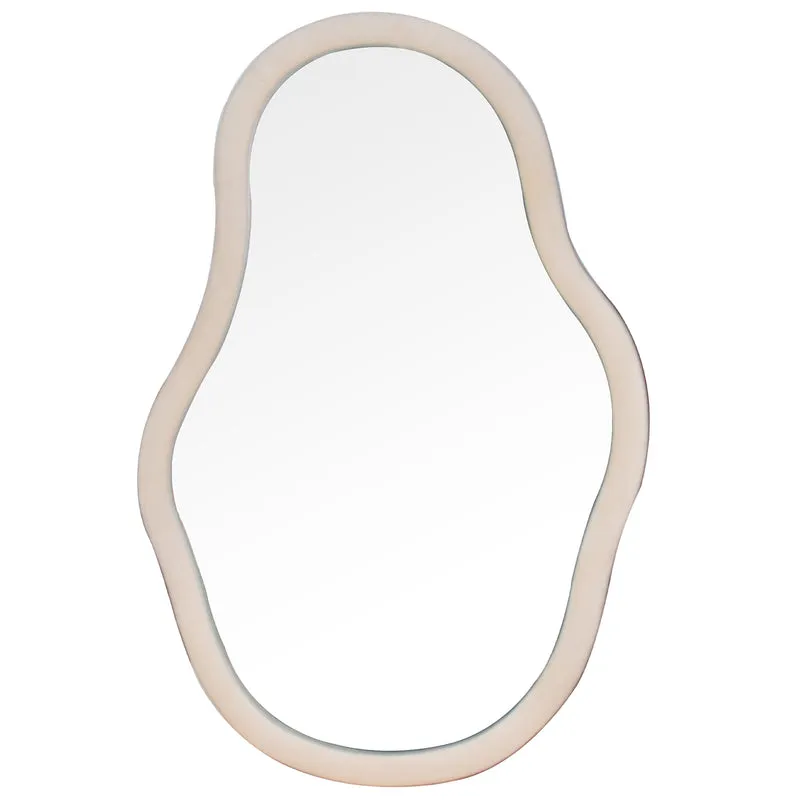 Specchio da Parete in Legno Rivestito in Velluto 40x50 cm Beige Peraga Home