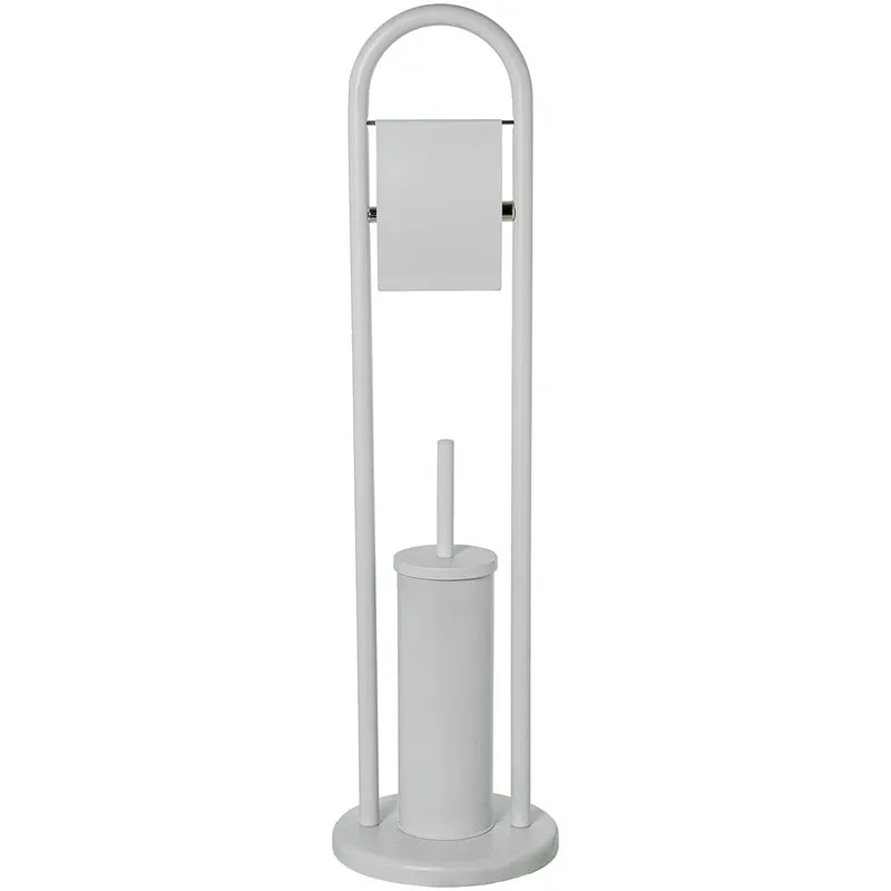 Porta Rotolo con Scopino Bagno 19x19x74 cm Acciaio Peraga Home