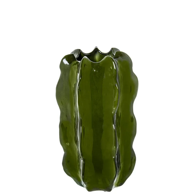 Vaso a forma di Cactus 40cm Verde Scuro Lucido Peraga Home