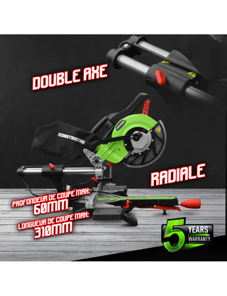 Scie à onglets radiale 1800W – 210 mm – laser – double inclinaison