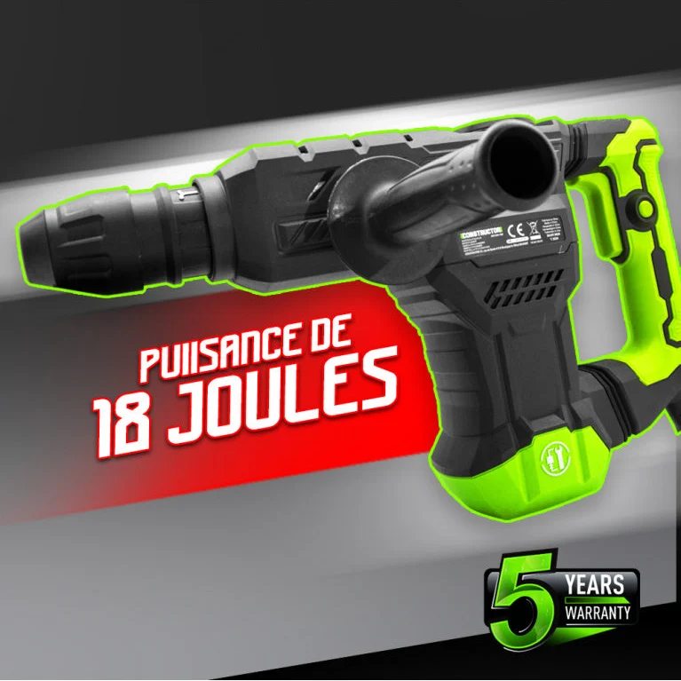 Marteau piqueur 1300W – 18J – mandrin SDS Max – coffret avec 2 burins