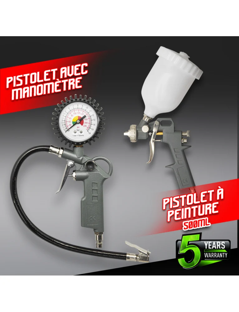 Kit 5 accessoires pour compresseur Constructor – peinture, gonflage, soufflette