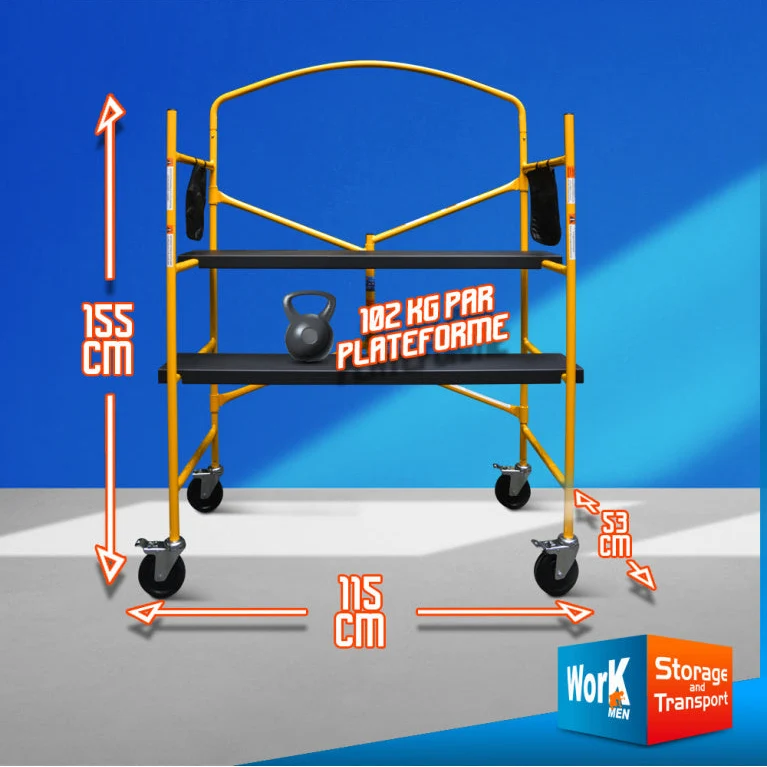 Échafaudage pliant en acier – 2 hauteurs 60/90 cm – 225 kg