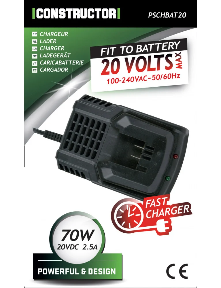 Chargeur rapide pour batterie 20V - Constructor