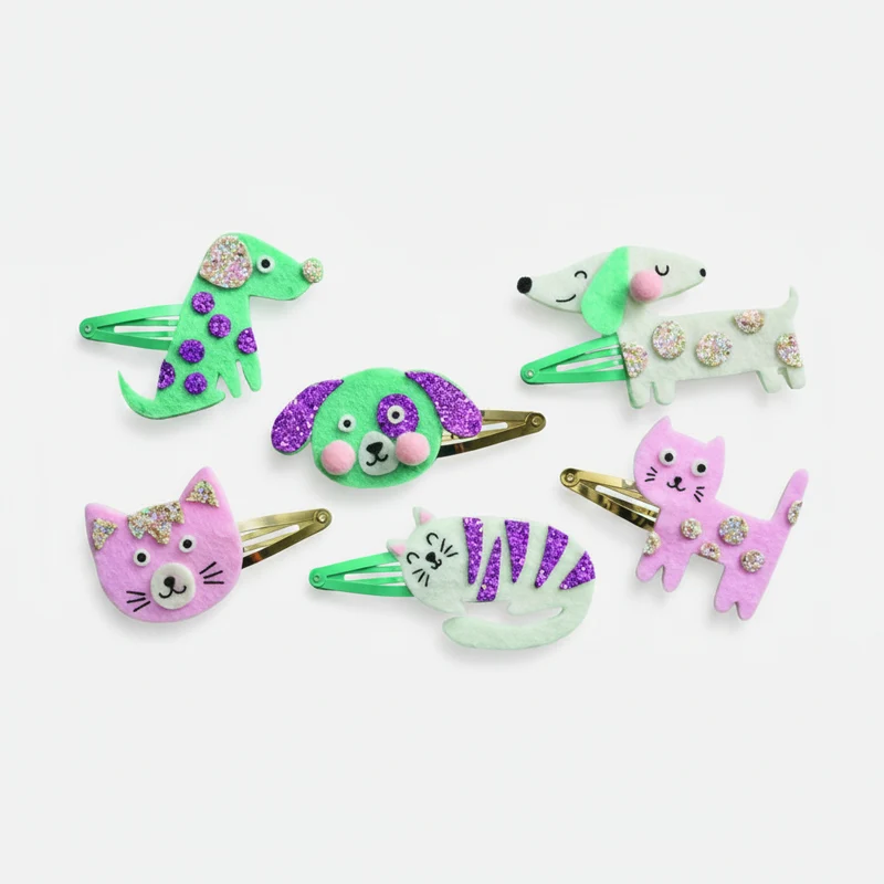 6 Barrette Per Capelli Glitterate Little Pets Multicolore