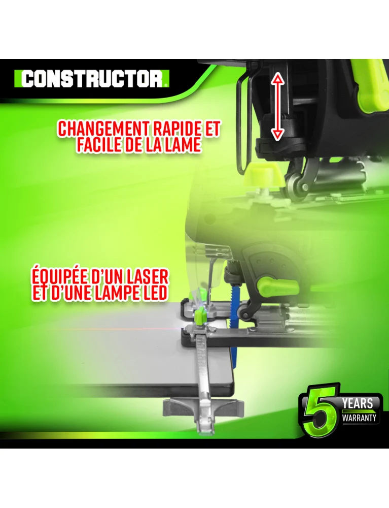Scie sauteuse 800W – Pendulaire 4 positions, laser, coupe bois 100 mm