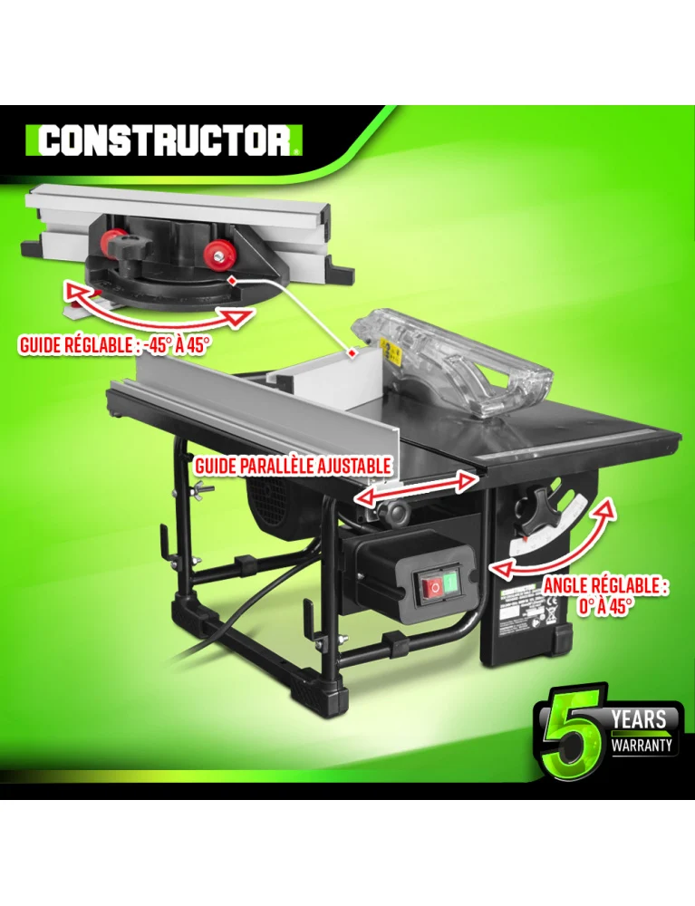 Scie circulaire sur table 800W – 200 mm – coupe 43 mm – stable, précise et robuste