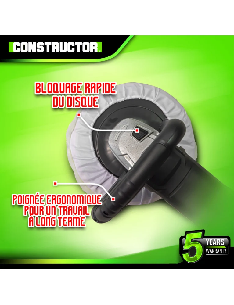 Polisseuse 1200W – Vitesse variable – Plateau 180 mm – Poignée softgrip – Filetage M14