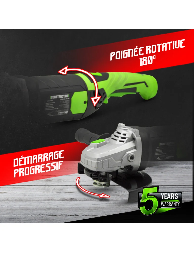 Meuleuse d’angle 2350W – Disque 230 mm – Démarrage progressif – Poignée rotative – Puissante et précise