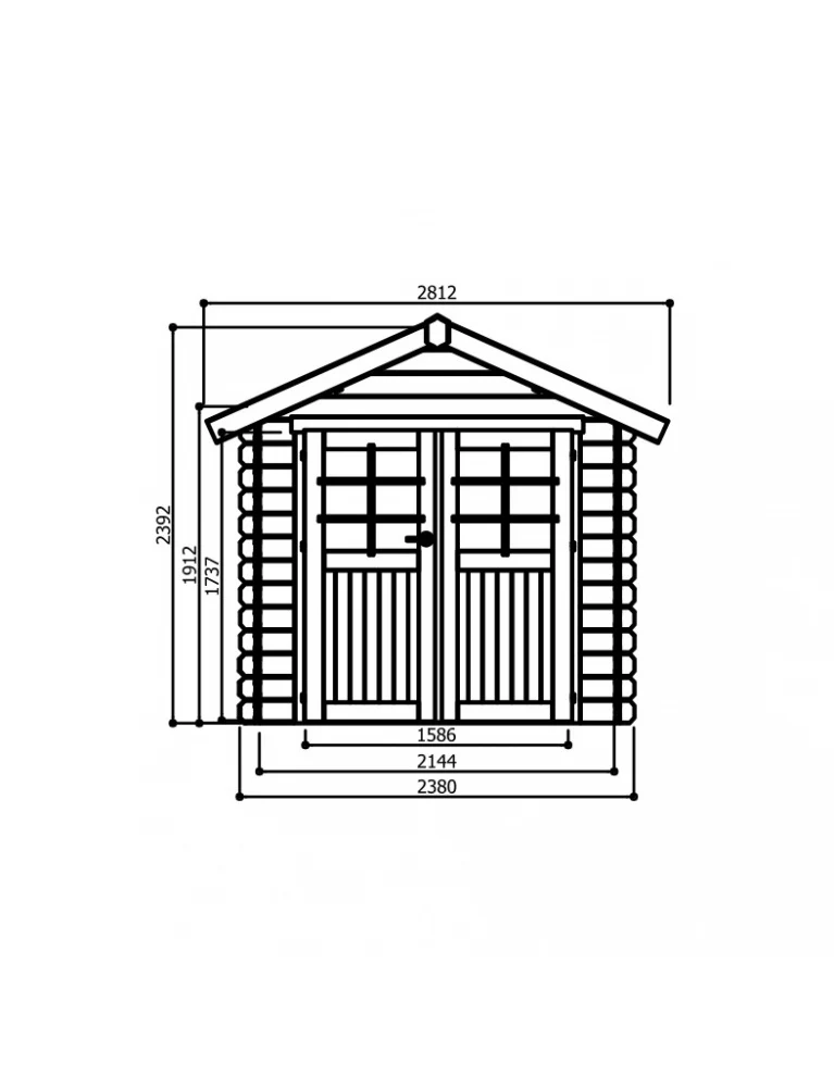 Abri de jardin Nîmes - 2,38 x 2,38 m - sapin du Nord certifié - double-porte avec fenêtres