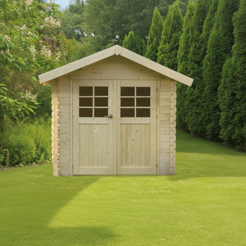 Abri de jardin Chartres - 2,98 x 2,38 m - sapin du Nord certifié - double-porte avec fenêtres