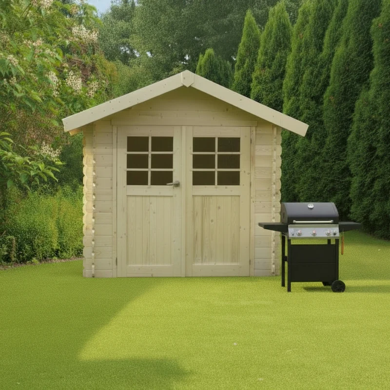 Abri de jardin Chartres - 2,98 x 2,38 m - sapin du Nord certifié - double-porte avec fenêtres