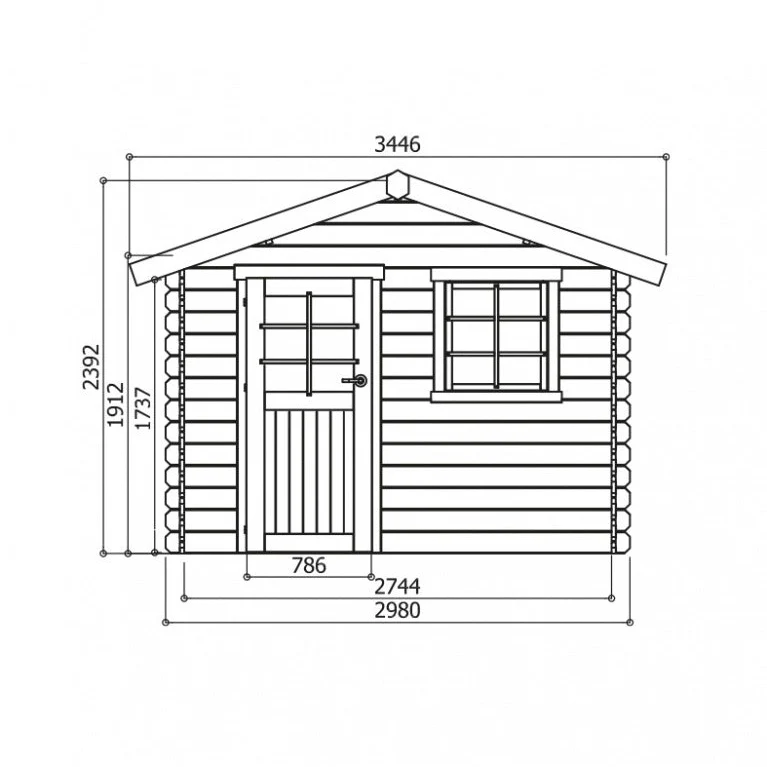 Abri de jardin Saran - 2,98 x 1,98 m - sapin du Nord certifié - porte simple et fenêtres