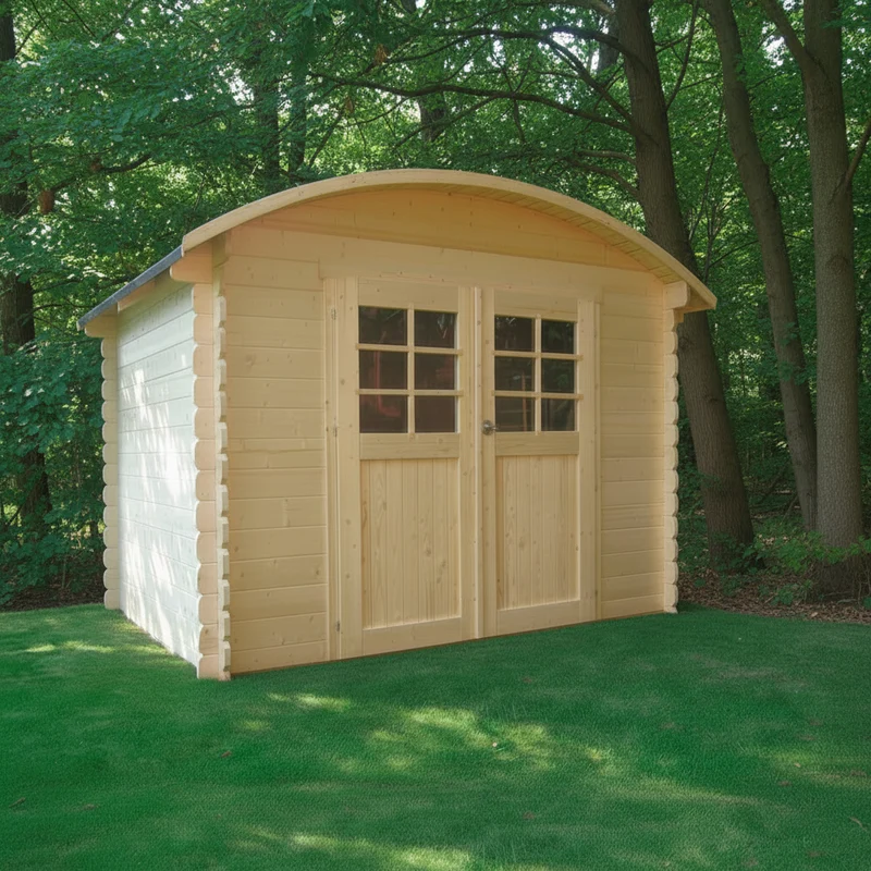 Abri de jardin Dainville - 2,98 x 2,38 m - traité- sapin du Nord certifié - double-porte avec fenêtres