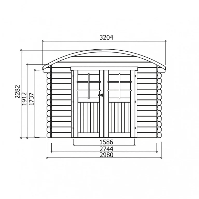 Abri de jardin Dainville - 2,98 x 2,38 m - traité- sapin du Nord certifié - double-porte avec fenêtres