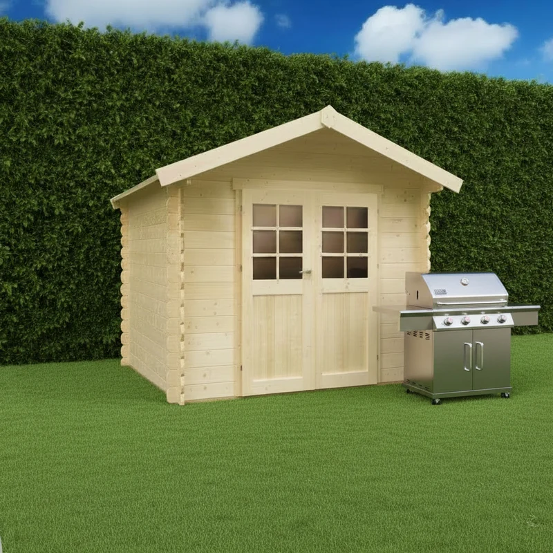 Abri de jardin Gera - 2,48 x 2,48 m - sapin du Nord certifié - double-porte avec fenêtres