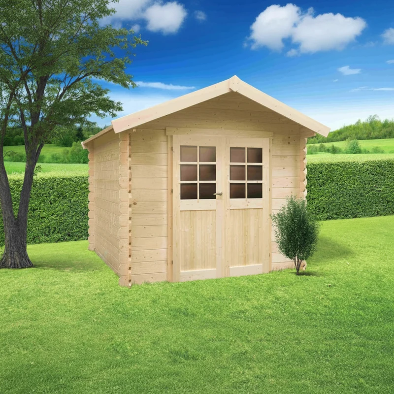 Abri de jardin Gera - 2,48 x 2,48 m - sapin du Nord certifié - double-porte avec fenêtres