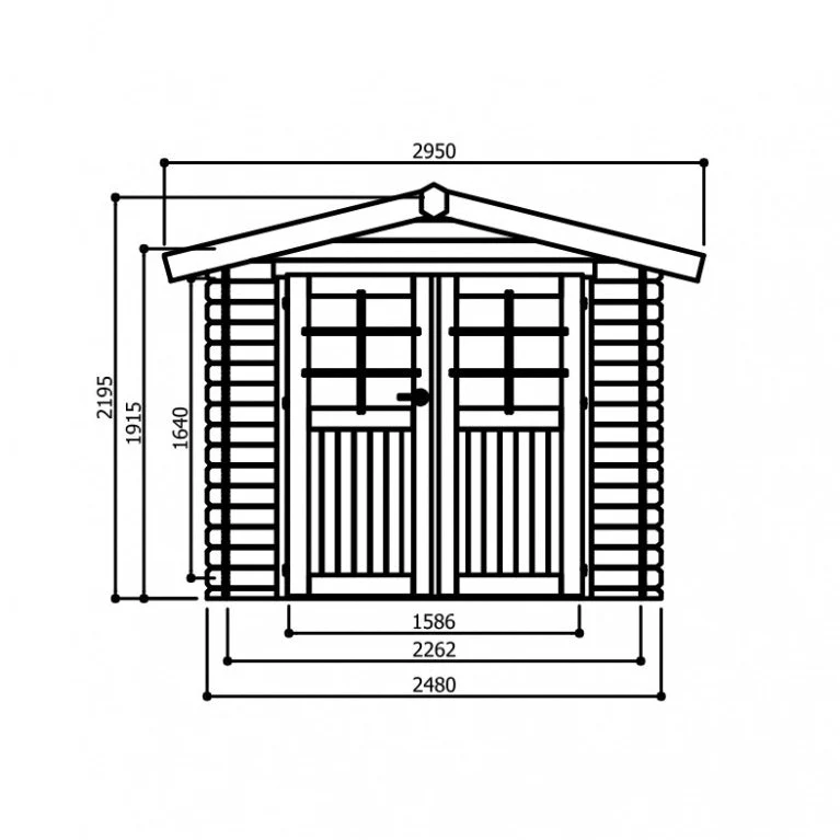 Abri de jardin Gera - 2,48 x 2,48 m - sapin du Nord certifié - double-porte avec fenêtres
